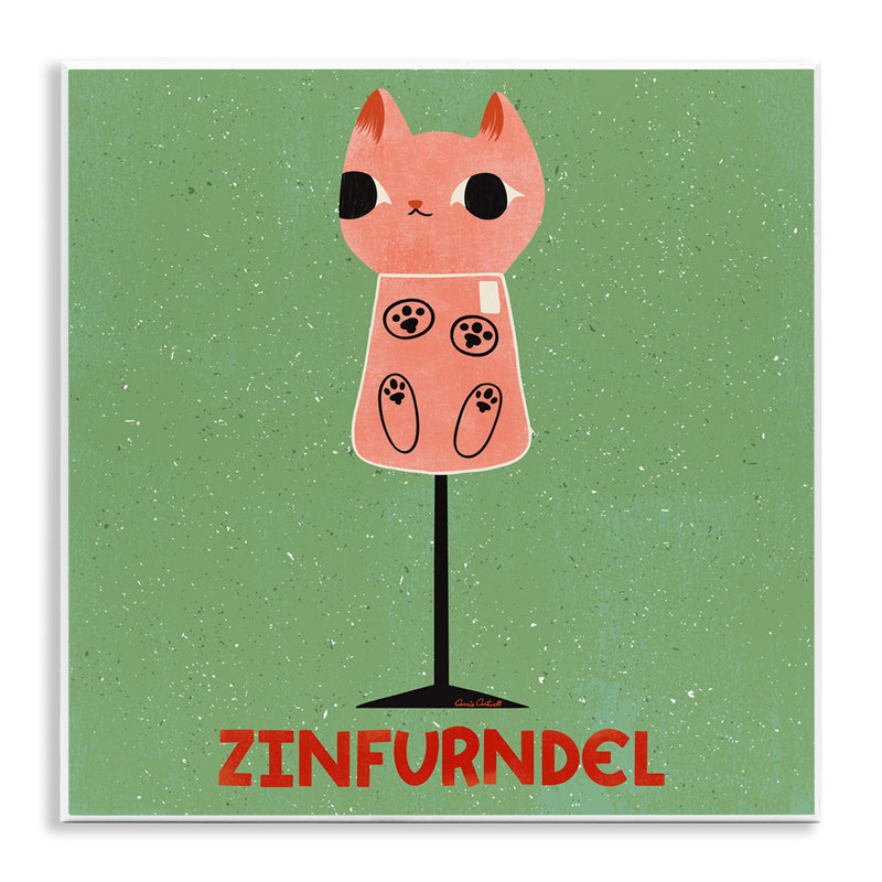 Plaque murale Zinfurndel Feline Wine, design par Carrie Cantwell