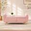 Banc moderne de 145 cm (57 po) en velours côtelé avec espace de rangement intégré, pattes en bois, rose, idéal pour les chambres et les couloirs.