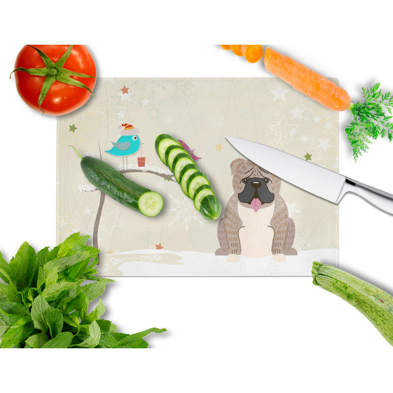 Planche à découper en verre trésors de caroline française bouledogue Christmas Presents, Gris / bringé