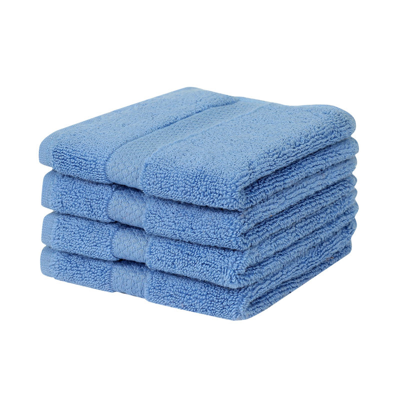 Splash 100% Cotton Zero Twist Washcloth Set, 550 GSM Soft Absorbent Cotton Washcloths & Face Towels for Bathroom, Spa & Daily Use, OEKO-TEX Certified, 4 Pack, Dark Blue
