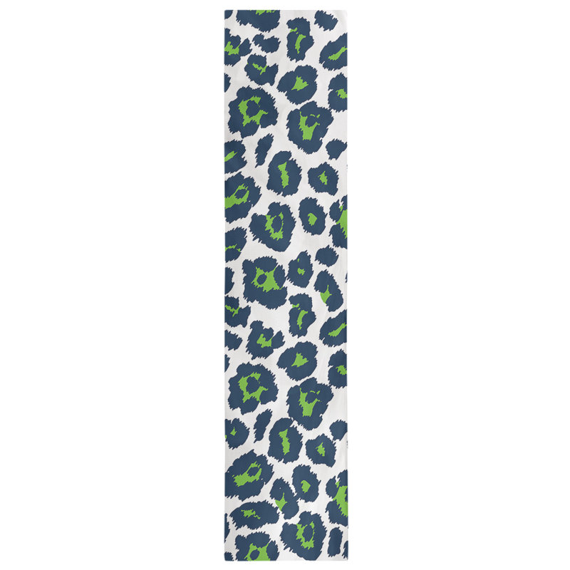 Chemin de table à imprimé animalier, 90 po x 16 po, Blanc/vert