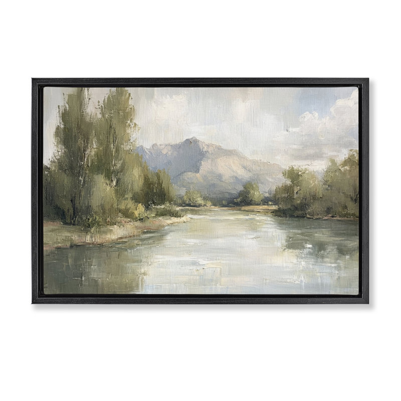 Cadre flottant Where The River Goes, design par Petal Prints Design, Cadre flottant noir de jais, H 17 po x l 25 po