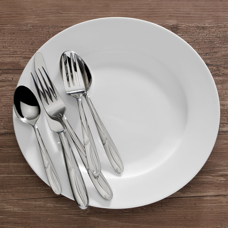 Cocoa Blossom 65-Piece 18/10 Stainless Steel Flatware Set, Service for 12