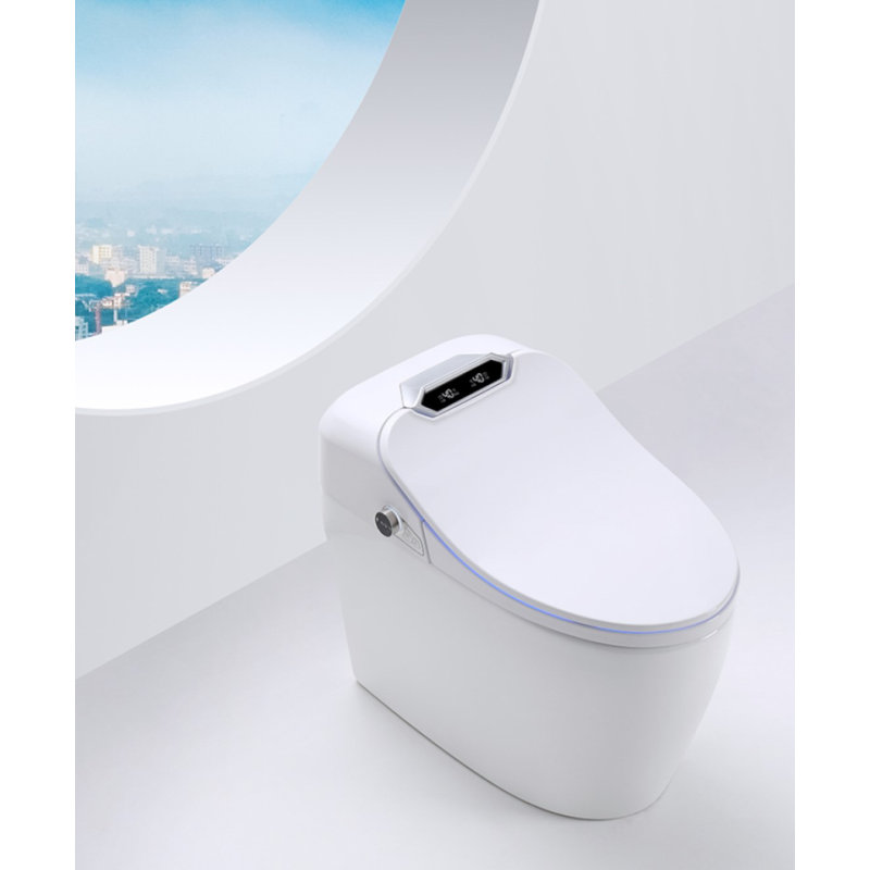 Smart Living&Technology 1.28 Gallons GPF Elongated Comfort Height Floor Mounted Kit (Seat Included), White/Silver