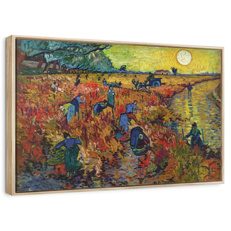 Vignes rouges à Arles, 13 po x 9 po, Cadre flottant en bois naturel