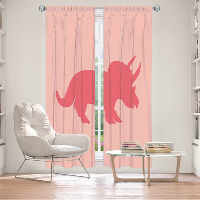 Dinosaur I Pink Room Darkening Thermal Outdoor Rod Pocket Curtain Panels -  East Urban Home, F7D13C5225A24AFFB153655B82CDA3AC