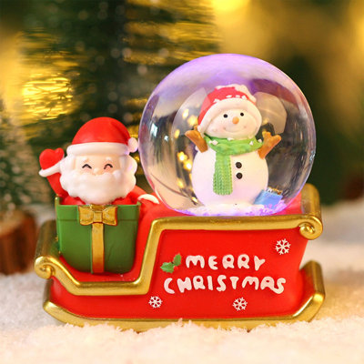 Décoration de Noël sphère de neige de Noël - décoration de maison et de voiture festive avec élément lumineux - cadeau des Fêtes 100 ml