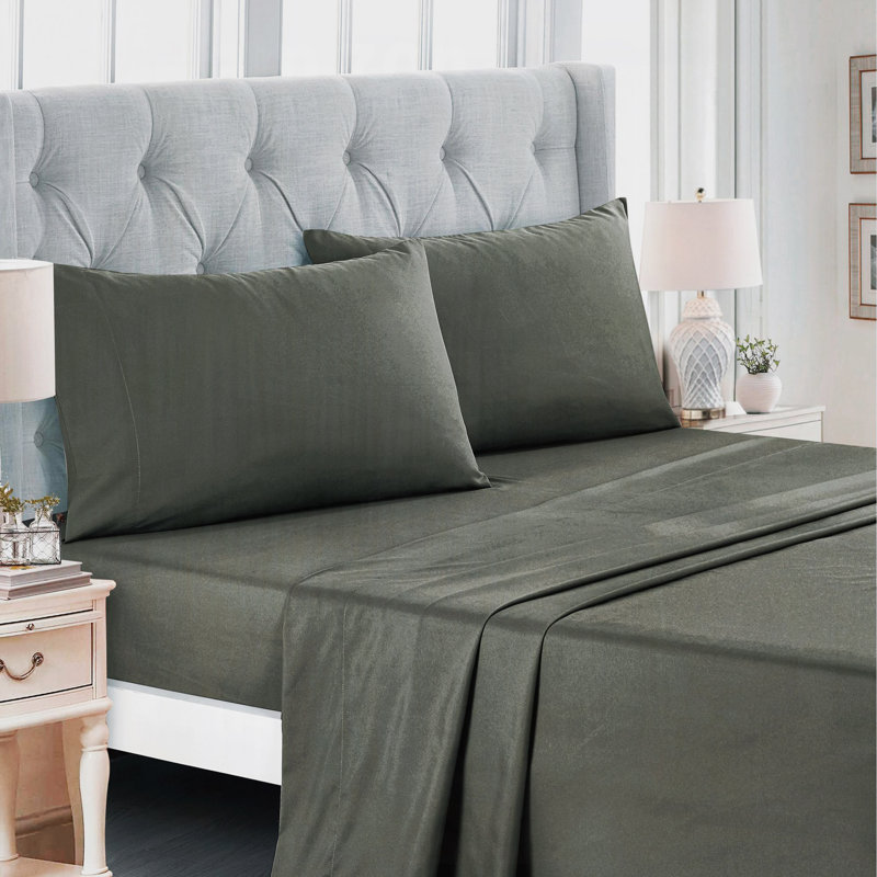 Ensemble de literie réversible matelassée réversible Luxe 5PCS Luxe, Édredon simple + 4 pièces supplémentaires, Vert