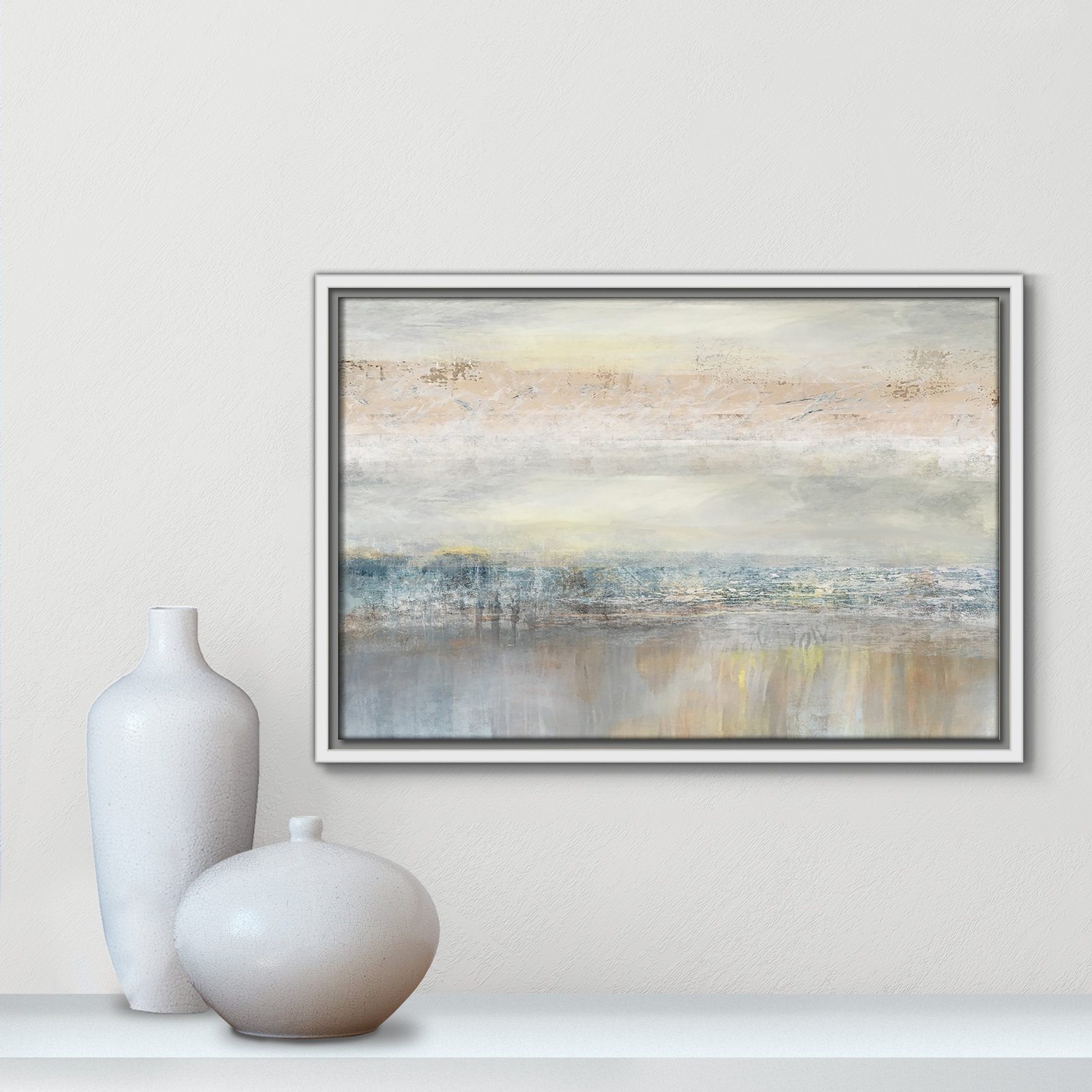 Electra "From A Distance" Painting by Nan, 13.5" H x 19.5" W, Picture Framed Canvas, Espresso