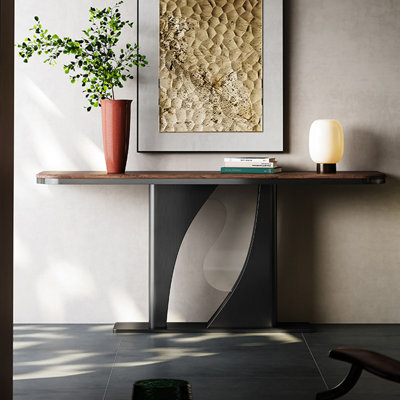 Table de véranda moderne en bois massif et métal
