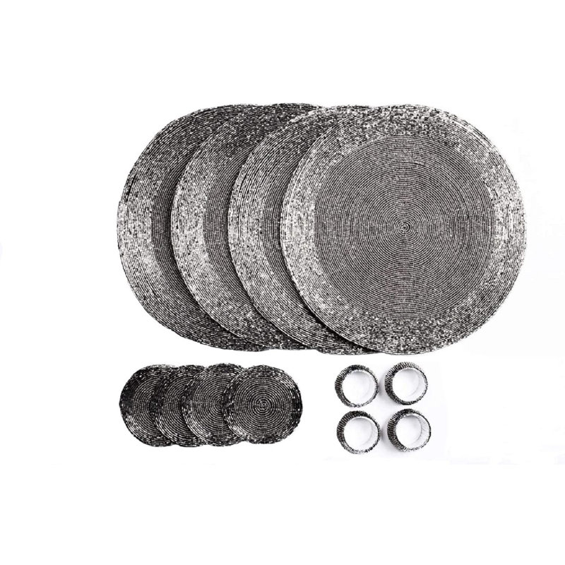 Dex Glass No Pattern Round Placemat, Antique Silver