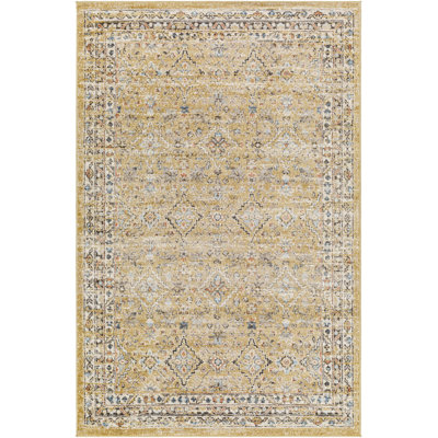 Pertek Lotte Traditional Yellow Area Rug