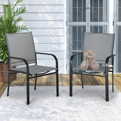Metal Gombosi with Armrests and High Backrest Set of 2 by Winston Porter