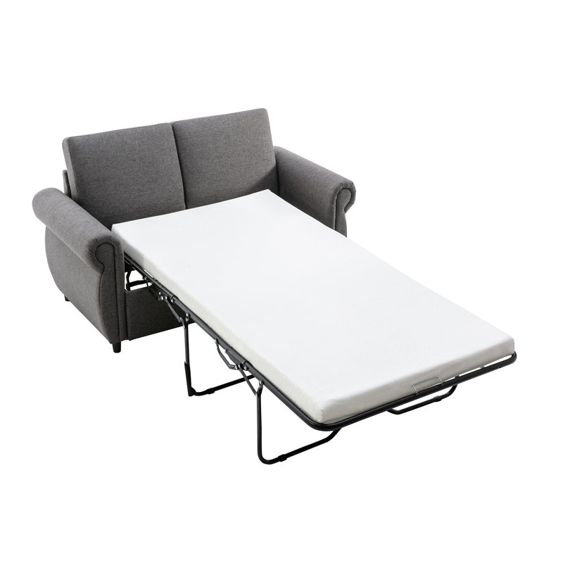 Canapé-lit 57,9 po avec matelas à mémoire de forme et deux ports USB pour espace de salon, Gris