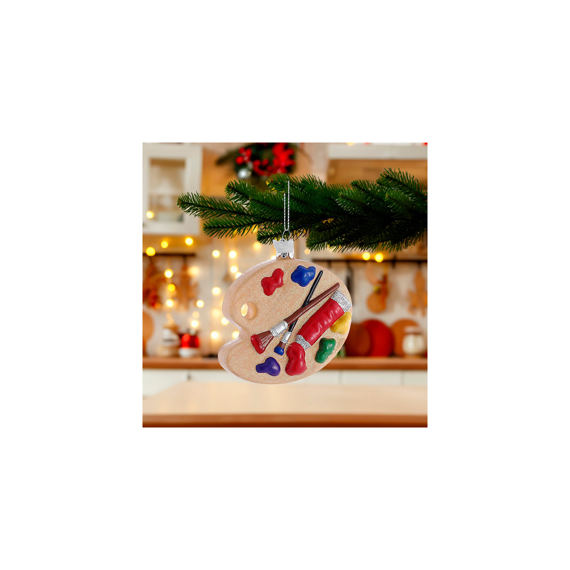 Kurt Adler Noble Gems Glass Ornament for Christmas Tree, Painting Palette