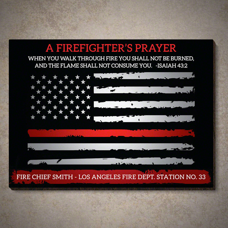 Décoration murale prayer pour pompiers custom, H 21 po x l 16 po x p 0,5 po, Oui