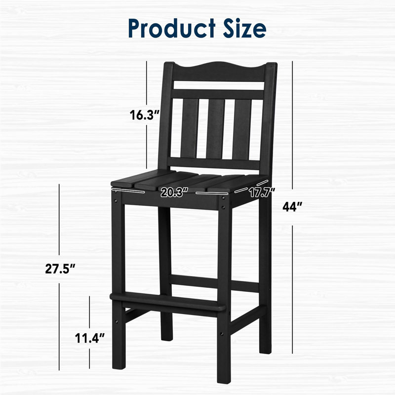 Ensemble de 2 tabourets de bar d'extérieur, Noir