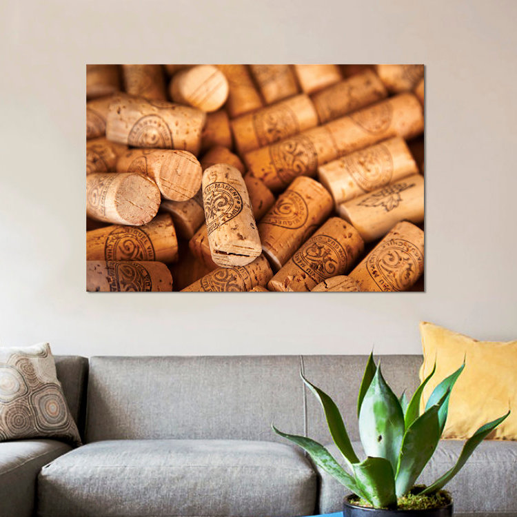 «Viu Manent Wine Corks in Zoom», reproduction de photo sur toile, H 26 po x l 40 po x P 1,5 po, Toile tendue, Pas de tapis
