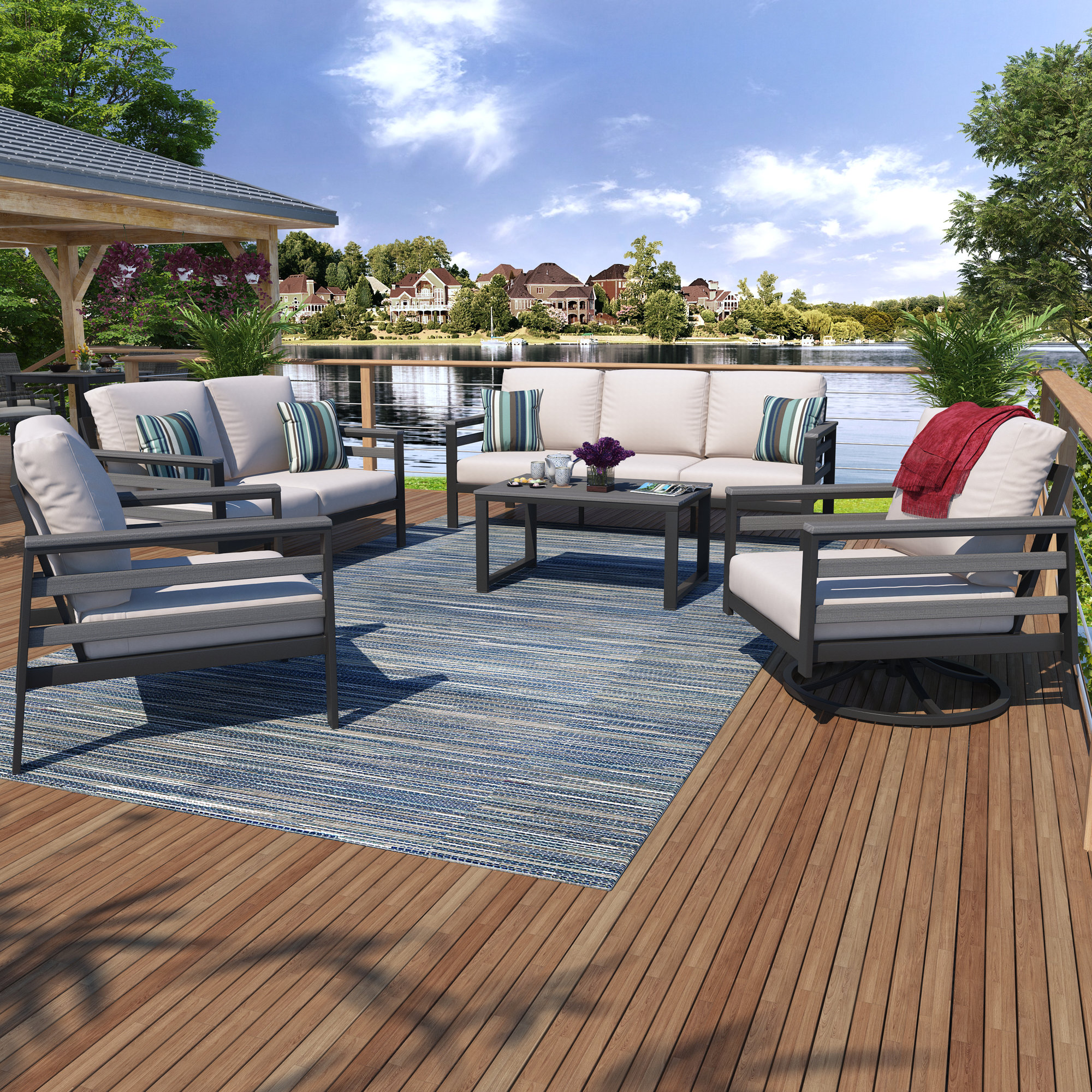 Townsend 5 - Piece Sofa Seating Group with Sunbrella® Cushions, Sunbrella Canvas Natural