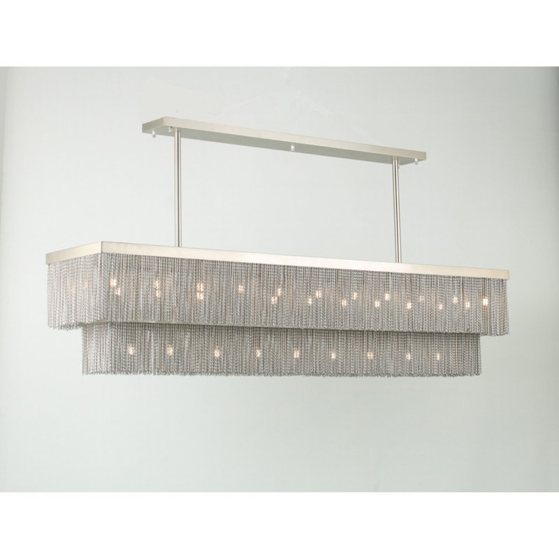 Lustre en métal massif à 8 lumières à 8 niveaux, Bronze, Argent vieilli, 20” Wide x 8” Deep x 13 Height