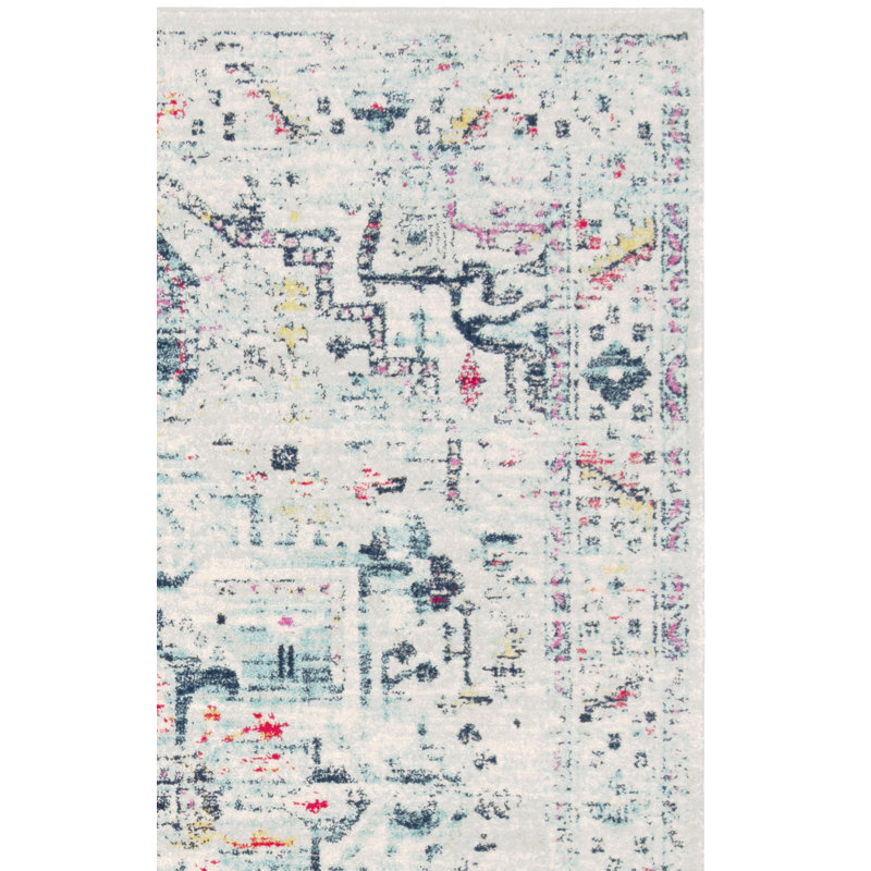 Christa Oriental Light Gray/Fuchsia Area Rug, Square 6'7"
