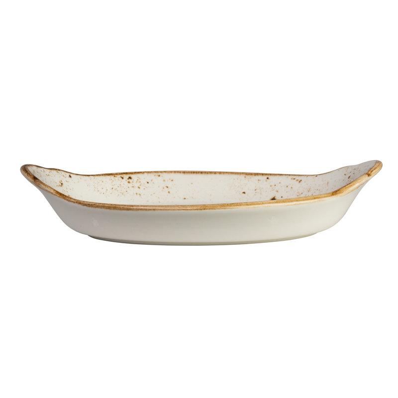 CRAFT BLUE Oval Earred Dish, White, 9.50" L x 5.50" W