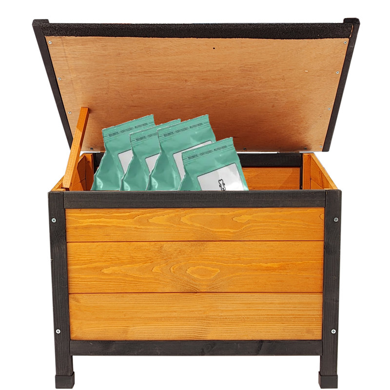 Grande niche pour chien en bois massif avec bols et boîte en métal - Retraite pour animaux confortable et spacieuse pour l'extérieur