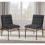 Ensemble de 2 chaises de salle à manger en tissu noir avec pieds en fer noir