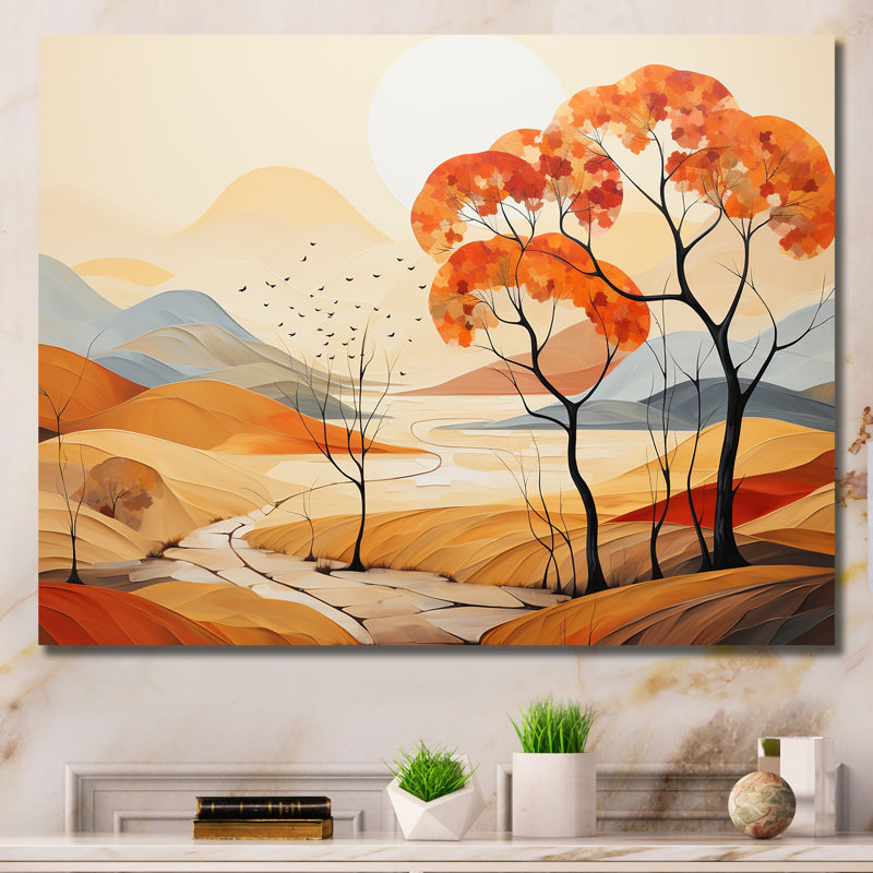 Serene Autumn Lansdcape - Décoration murale paysage abstrait, H 30 po x l 40 po x P 1,5 po, Toile tendue