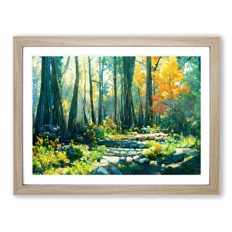 Countryside Forest - Single Picture Frame Painting, 46cm H x 64cm W x 2cm D, Oak