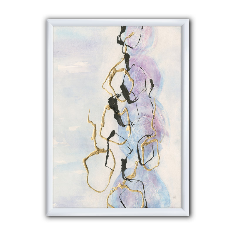 « gold lines on pastel i », reproduction d’image sur toile, Cadre blanc, H 40 po x l 30 po x P 1,5 po