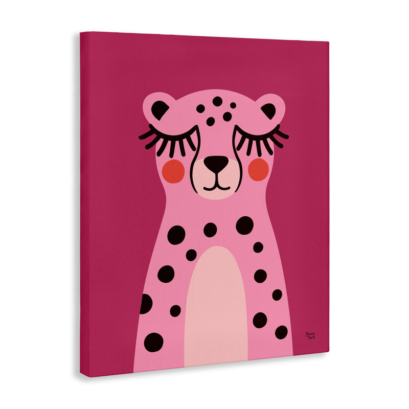 Toile rose guépard avec sourire, design par Jessica Beck, H 30 po x l 24 po