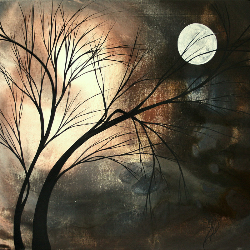 Kamdyn Madart Inc., la lune perdue par Megan Duncanson - reproduction imprimée, H 12 po x l 12 po, Non, Toile tendue