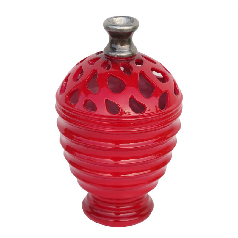 Vase 9,5 ", Rouge cardinal / gris