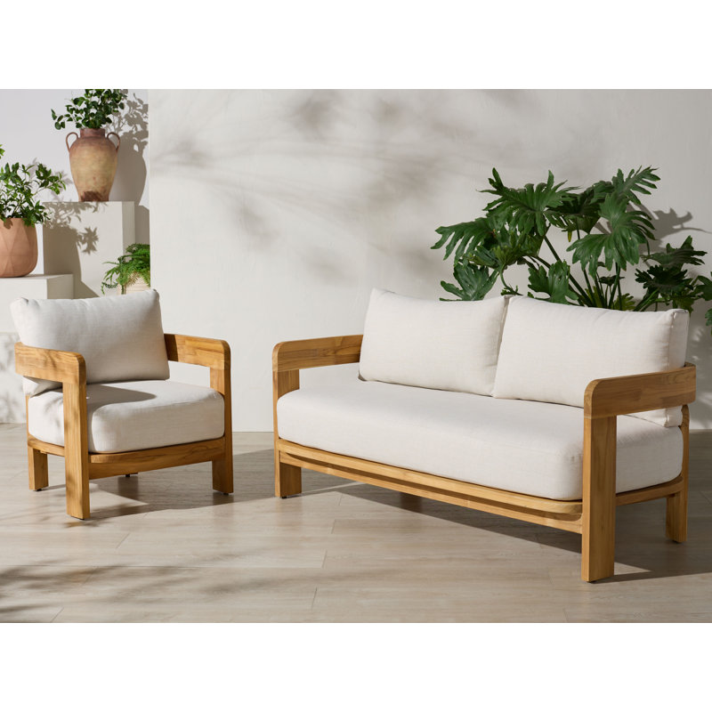 Achilles 3 Person Teak Patio Conversation Set