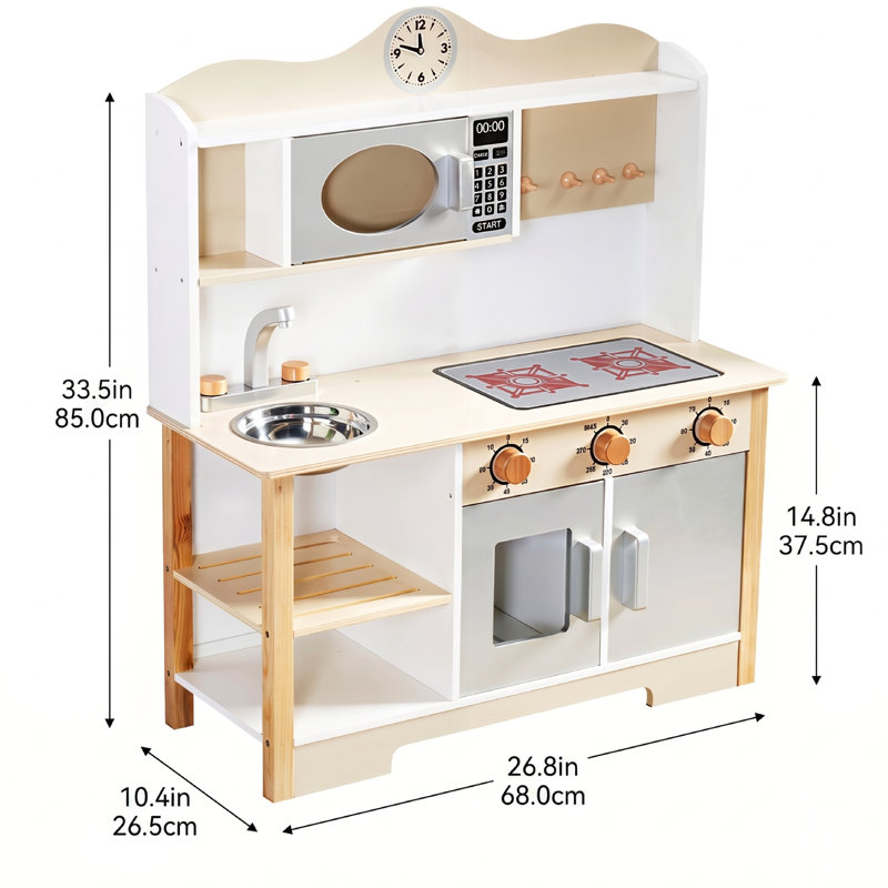 Large Preschool Kitchen Playset For Kids, Pretend Play Kitchen, Retro Style Toy Kitchen, Large Play Kitchen, Realistic Toddler Kitchen Set