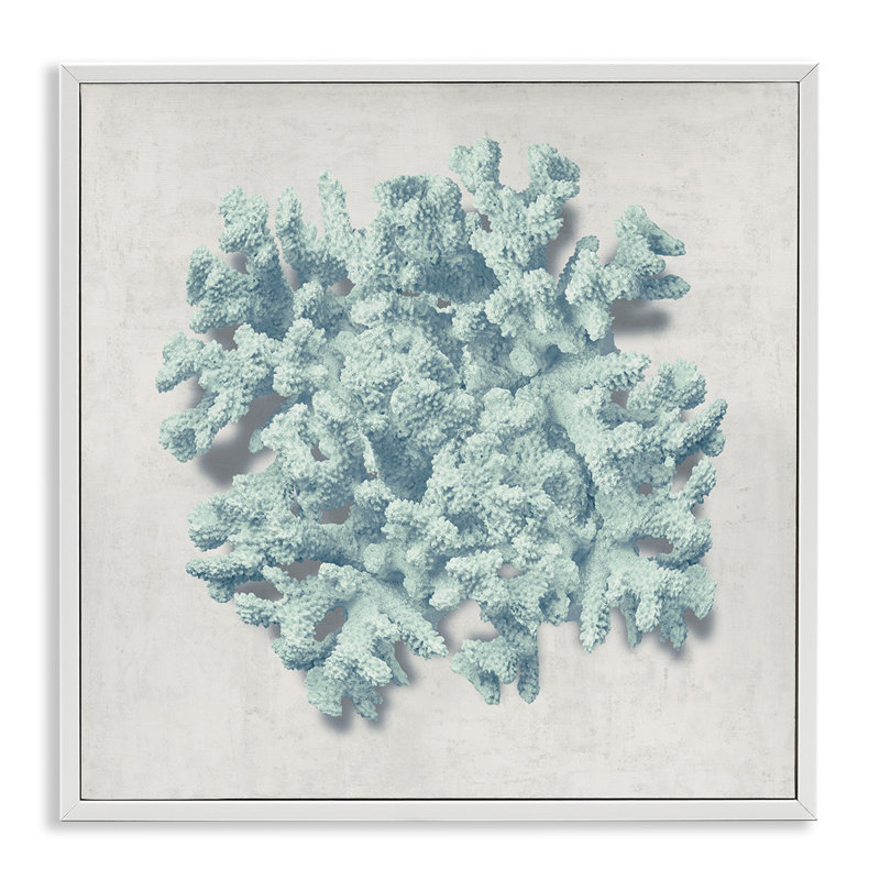 «Coral Blue Sea Beach Design» par Caroline Kelly - impression d'art graphique, Giclée encadrée blanc bord de mer