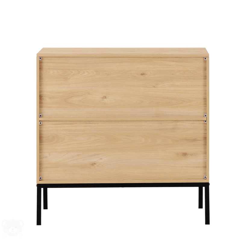 Set Of 2 Console Table, Side Table With Rattan Door