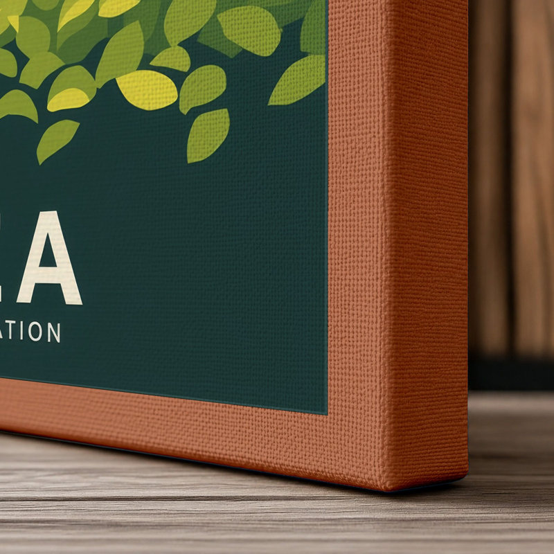 Tea Plantation Landscape Modern - Wrapped Canvas, 18x12 - 45.7 x 30.5 cm, Terracotta Border