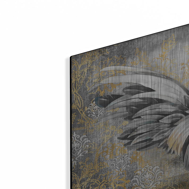 'Gold Lace Rooster A' by Jean Plout Metal Wall Art, 16" H x 24" W