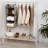 3-Shelf Fabric Hanging Closet Organizer, Foldable Wardrobe Storage Shelf for Clothes, Bags, Shoes