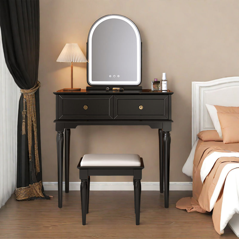 Petit meuble-lavabo simple en bois de haute qualité. Coiffeuse, Noir