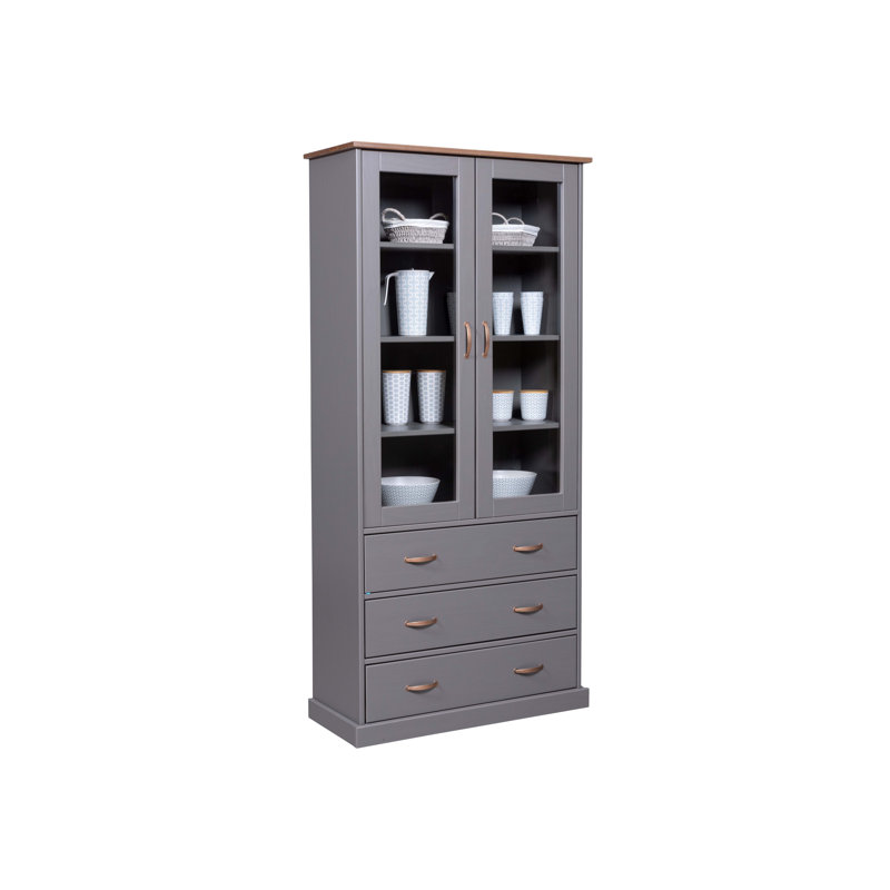 Westerland China Cabinet, Grey/Sepia