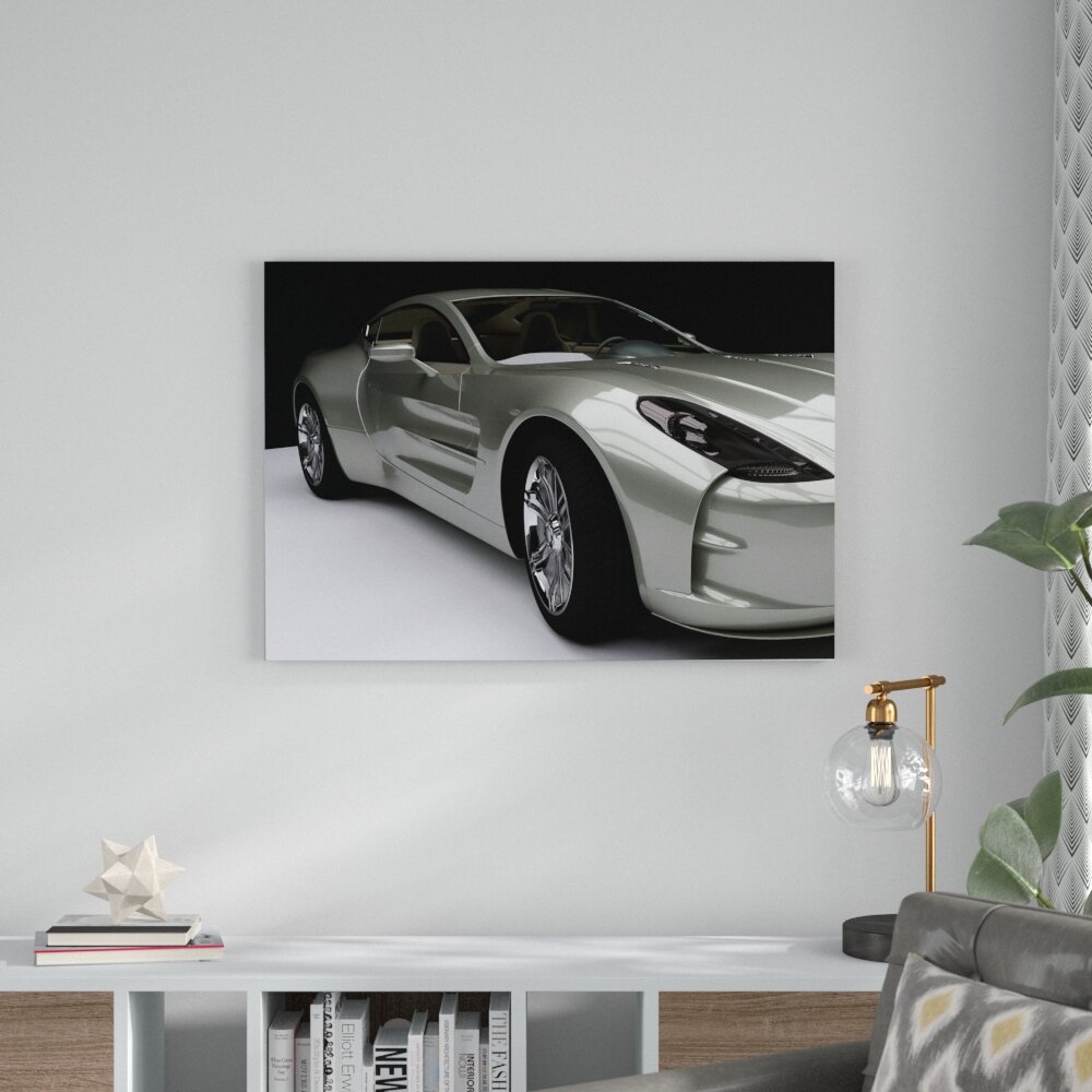 Leinwandbild „Silbener Porsche“, Fotodruck