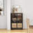 Storage Cabinet With 4 Iron Doors,Black Metal Handle,Sideboard With Adjustable Shelf,Black Sturdy Metal Frame And Metal Legs,Easy Assemble,For Living Room,Kitchen,Black+Natural-483899948