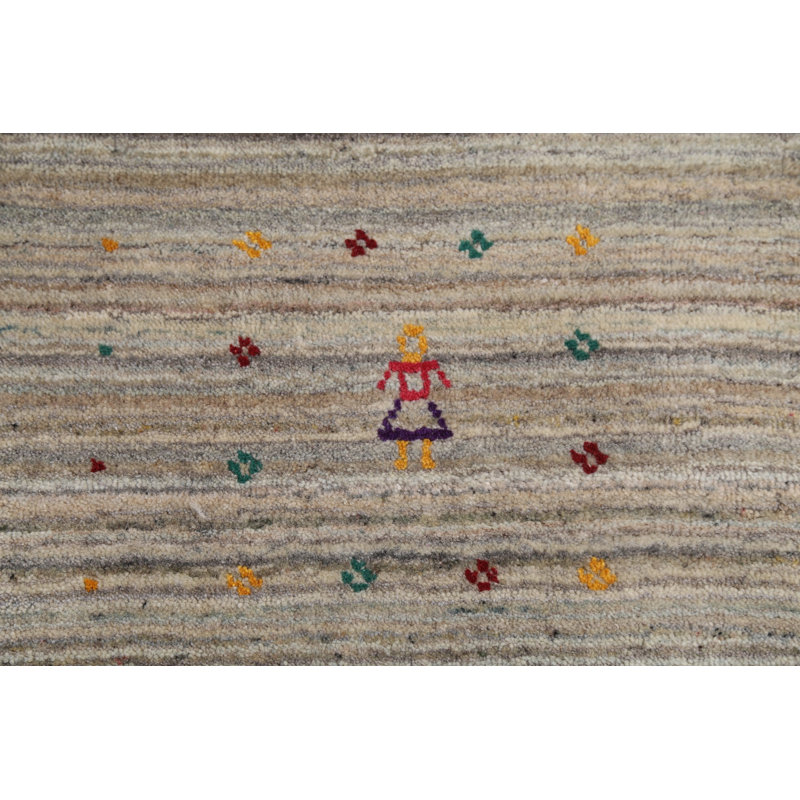 Tapis carré rayé à la main Gabbeh