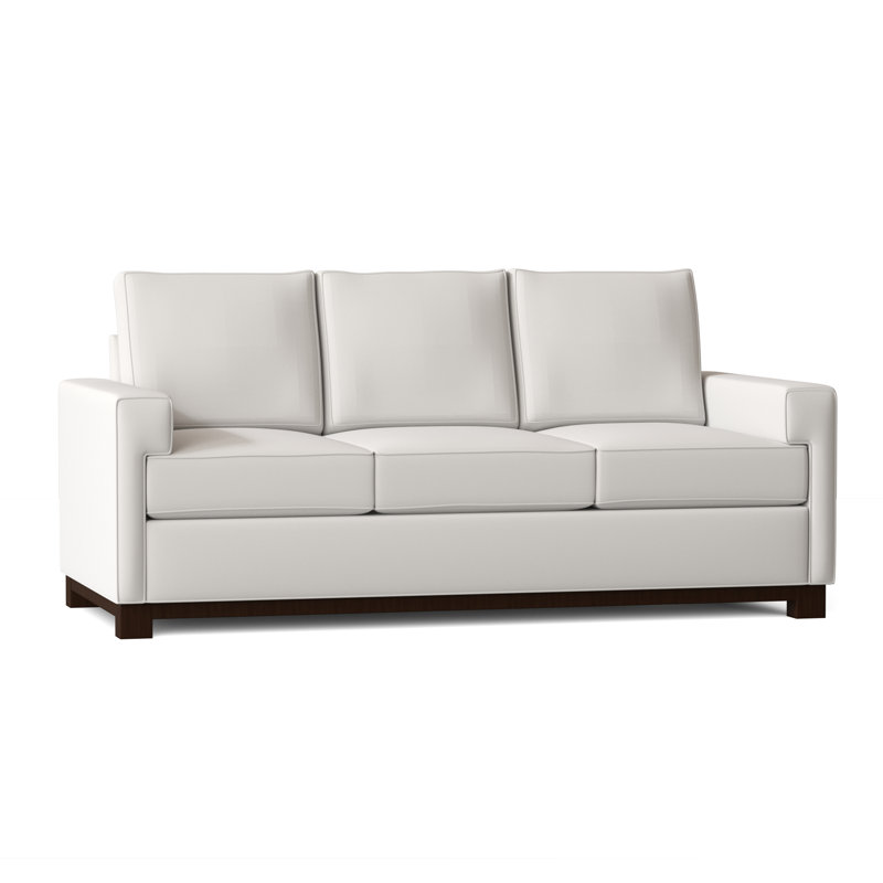 Harrison Upholstered Sofa, Haven Ivory, Walnut, 84 Inches