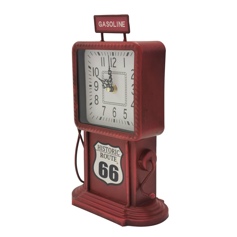 Analogue Stainless Steel Quartz Movement / Crystal Tabletop Clock in Red/White