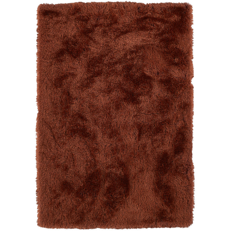 Tapis de couleur paprika touffeté à la main Petrey, Rectangle 5 pi x 7 pi 6 po