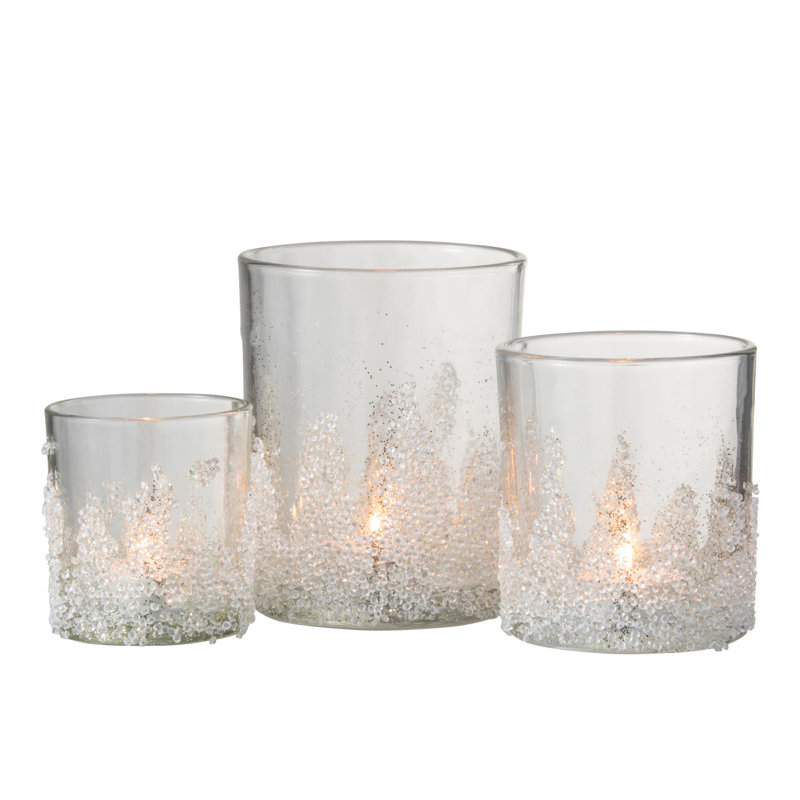 Glass Tabletop Tealight Holder, 10cm H x 9cm W x 9cm D